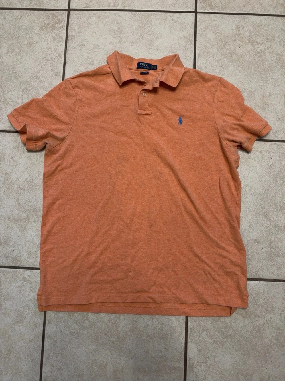 Polo Ralph Lauren Men’s XL Orange Classic Fit Polo Shirt Blue Pony